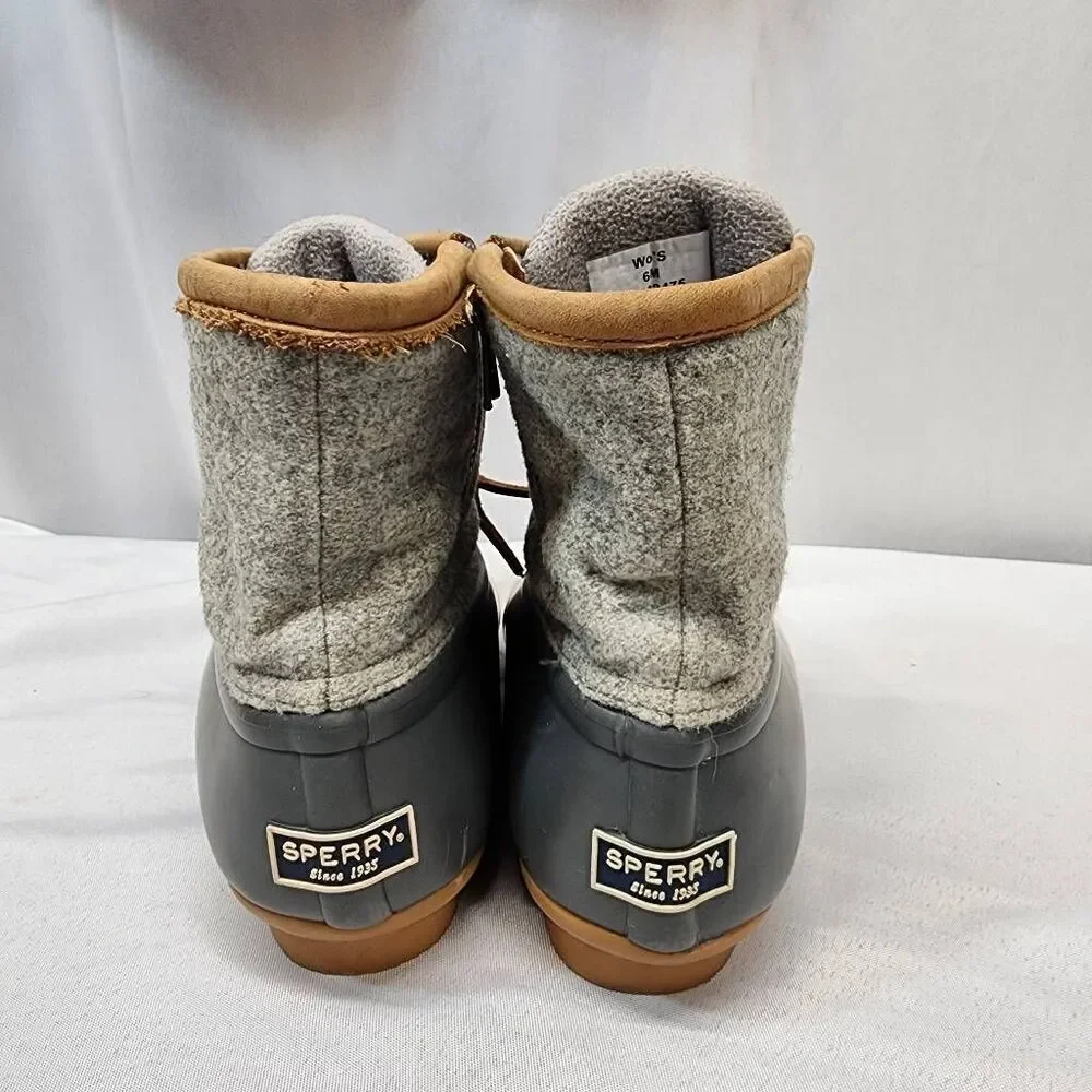 Sperry Women's 6 Top-Sider Saltwater Emboss Wool Duck Boot Grey